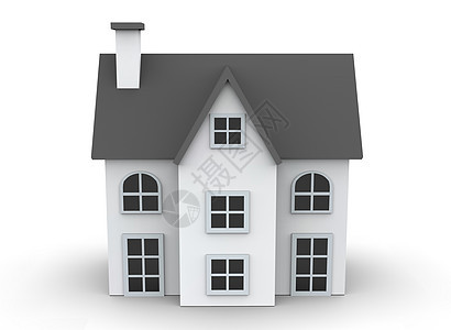 在白色背景 3d 渲染中隔离的房子商业小屋销售住房插图建筑建筑学家庭大厦卡通片图片