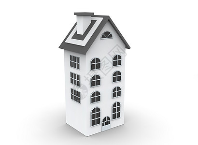 在白色背景 3d 渲染中隔离的房子卡通片村庄插图小屋建筑住房木头建筑学销售家庭图片