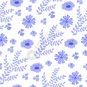 紫色花草无缝图案图片