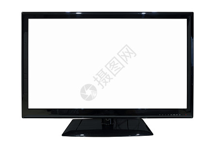 LED TV 在白色背景上被孤立(有剪切路径)图片