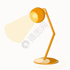 床头台灯白色背景上的橙色台灯隔离元素插画