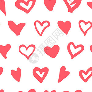 心无缝模式 情人节浪漫符号插图草图刷子收藏婚礼夫妻墙纸红色绘画涂鸦图片