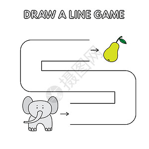卡通大象为孩子画一条线游戏图片