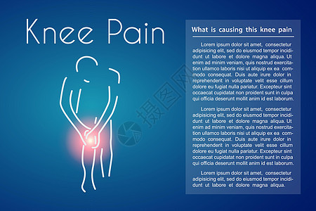 矢量膝盖疼痛蓝色背景插图赛跑者疾病男性病人男人卫生保健药品标识图片