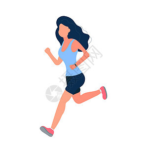 女孩在跑 穿着短裤和 T 恤的女孩正在慢跑 孤立 向量活动慢跑者日出速度娱乐公园训练音乐锻炼竞技图片