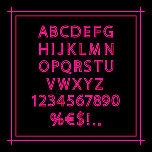 粉色霓虹灯线性矢量字母表图片