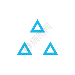 三部分标志设计中的几何三角形或箭头 技术企业身份概念 创意企业模板 在白色背景上孤立的股票矢量图条纹绿色创造力红色电气商业艺术丝图片