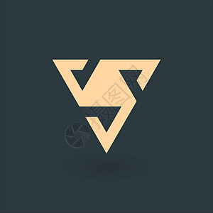 字母 V 金字塔几何三角形与三个元素标志设计 三位一体的符号概念 商业身份技术元素 在绿色背景上孤立的股票矢量图图片