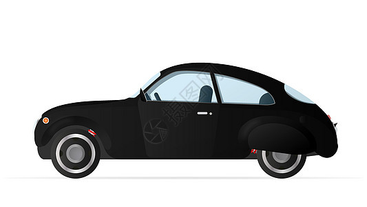 旧样式的矢量黑色汽车 在白色背景隔绝的现实红色汽车 股票插图图片