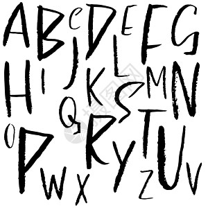 手画干刷字体 现代刷子字母 古龙格风格字母 矢量插图涂鸦书法水彩收藏墨水飞溅笔记刻字脚本中风图片