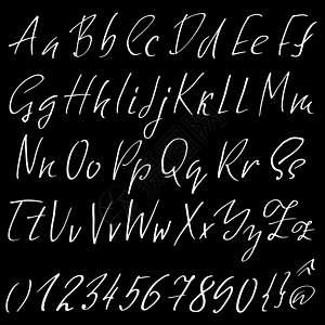 手绘优雅的书法字体 现代毛笔字体 Grunge 风格字母表 矢量图水彩笔记刷子扫描涂鸦插图脚本刻字墨水收藏图片