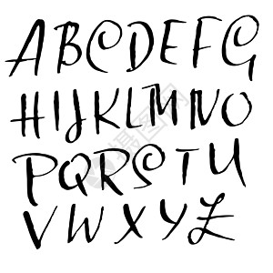 Grunge 遇险字体 现代干刷墨水字母 手写的字母表 矢量图黑色苦恼剪贴簿刷子书法刻字涂鸦图片