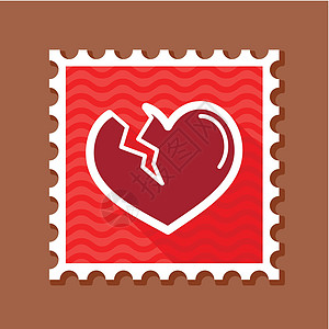 破碎的心印热情邮票情感邮戳婚礼标签婚姻贴纸图片