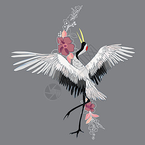 起重机 一只飞翔的鸟 设计元素 向量阴影艺术鸟类绘画卡通片动物标识荒野飞行生物图片