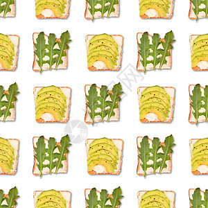 桑威奇三明治或吐司加托普片无缝模式刀具素食面包蔬菜香菜食物水果午餐黄瓜拼贴画图片