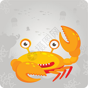 螃蟹生活贝类美味海洋绘画健康饮食插图野生动物海上生活海鲜图片