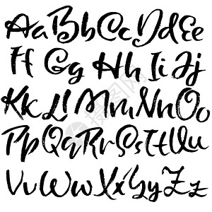 Grunge 遇险字体 现代干刷墨水字母 手写的字母表 矢量图刻字刷子苦恼涂鸦书法黑色剪贴簿图片