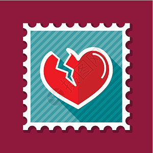 破碎的心印邮票热情标签婚姻婚礼邮戳情感贴纸图片