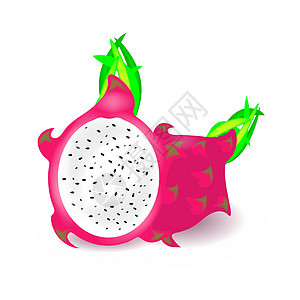 火龙果火龙果切片和热带产品的整体逼真设计成熟火龙果多汁热带水果图片