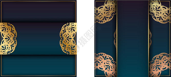 蓝梯度小册子模板 有希腊金色的品牌模式网络金属坡度商业技术黑色艺术卡片背景网站图片