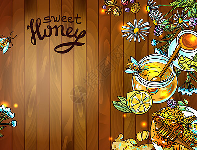 甜甜的蜂蜜插画图片