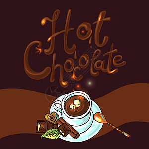 美丽的背景热巧克力为您的设计茶匙酿造艺术可可晚餐广告薄荷早餐咖啡店肉桂图片