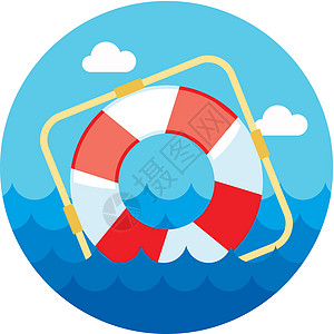 救生艇 图标浮标假期帮助稻草游泳海浪生活插图海洋生存图片