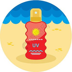 喷雾图标中的日光膜 夏天 假期系数洗剂紫外线奶油防晒防晒霜海滩瓶子卫生棕褐色图片