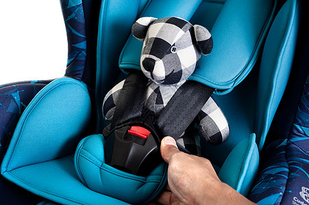 蓝儿童安全座新生父母椅子玩具熊运输带子软垫碰撞安全马具图片