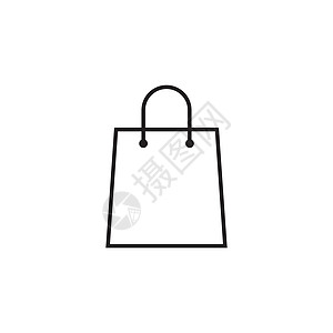 购物袋轮廓图标现代最小平面设计风格 纸袋细线股票矢量图在白色背景下被隔离图片