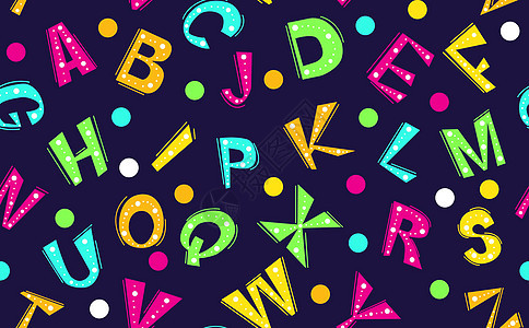 六种颜色的字母表设计 黑色和白色背景上的四个版本的实心和轮廓字母  EPS8兼容图片