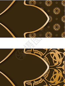 棕色名片 有旧金饰物给你的品牌标签海浪金子插图巧克力邀请函海报公司构图艺术图片