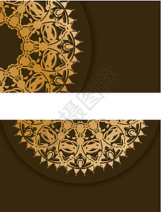用棕色的名片和古金饰物 来连接你的联系人框架金子婚礼礼物海报横幅漩涡公司奢华标签图片