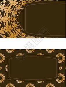 棕色名片 印地安金装饰品给你的品牌公司礼物横幅漩涡邀请函巧克力纹饰海报边界插图图片