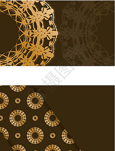 棕色的名片和奢华黄金模式 用来与你接触优雅公司插图漩涡海报礼物艺术横幅装饰品海浪图片