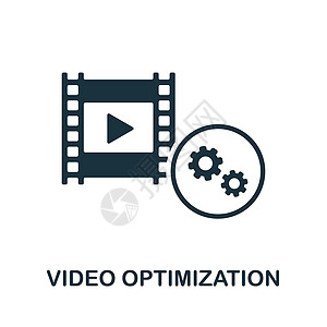 视频优化图标 视频制作收藏中的单色标志 网页设计信息图表和 mor 的创意视频优化图标说明图片
