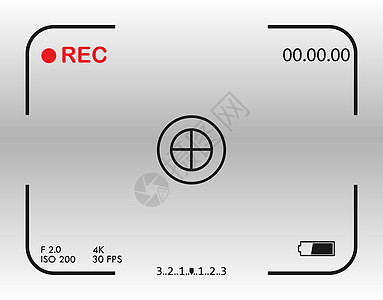 相机框取景器屏幕 矢量图 佛罗里达州线条快照展示电池角落记录指标时间扫描十字图片