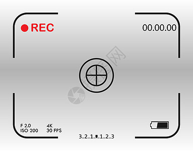 相机框取景器屏幕 矢量图 佛罗里达州线条快照展示电池角落记录指标时间扫描十字图片