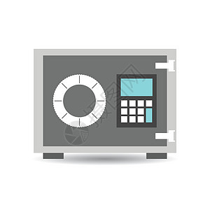 钱安全图标 白色背景下平面样式的矢量插图贮存投资订金金属银行现金盒子金融储蓄保险柜背景图片