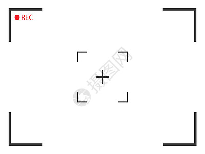 相机框架视图屏幕图标 矢量插图录音机电影院凸轮线条网格电池录像监视运动快照图片