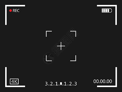 相机框架视图屏幕图标 矢量插图生产光圈环境记录数字凸轮电影摄影平衡电池图片