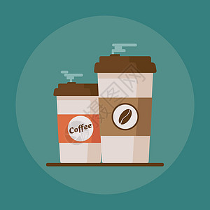 咖啡杯用在蓝色背景的咖啡豆 它制作图案平面矢量图片
