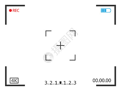 相机框架视图屏幕图标 矢量插图记录电影照片边界作品视频摄影监视凸轮展示图片
