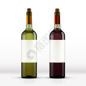 现实打开红白葡萄酒瓶标签藤蔓阴影庆典塞子软木液体酒厂玻璃小样图片