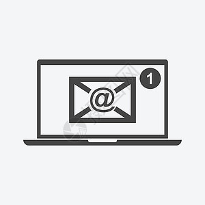 笔记本电脑上的电子邮件信封消息 白色背景下平面样式的矢量插图网站服务上网邮件技术全球化地址邮箱网络商业图片