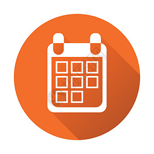 橙色圆形插图上的日历图标 平面样式 设计网站的图标办公室螺旋按钮时间用户橙子界面质量会议阴影图片