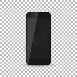 孤立背景上的黑色现实智能手机图标 现代简单的平面电话 矢量图图片