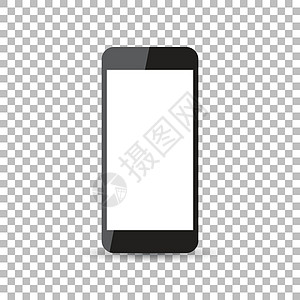 黑色现实智能手机图标与孤立的空白屏幕 现代简单的平面电话 矢量图通讯器网络反应技术细胞工具上网电脑展示插图图片