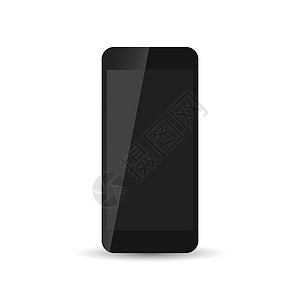 白色背景上的黑色现实智能手机图标 现代简单的平面电话 矢量图图片