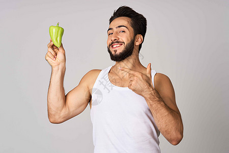 绿胡椒零食健康食物情感 b 健康饮食情绪重量午餐蔬菜男性男人沙拉食品产品卷曲图片
